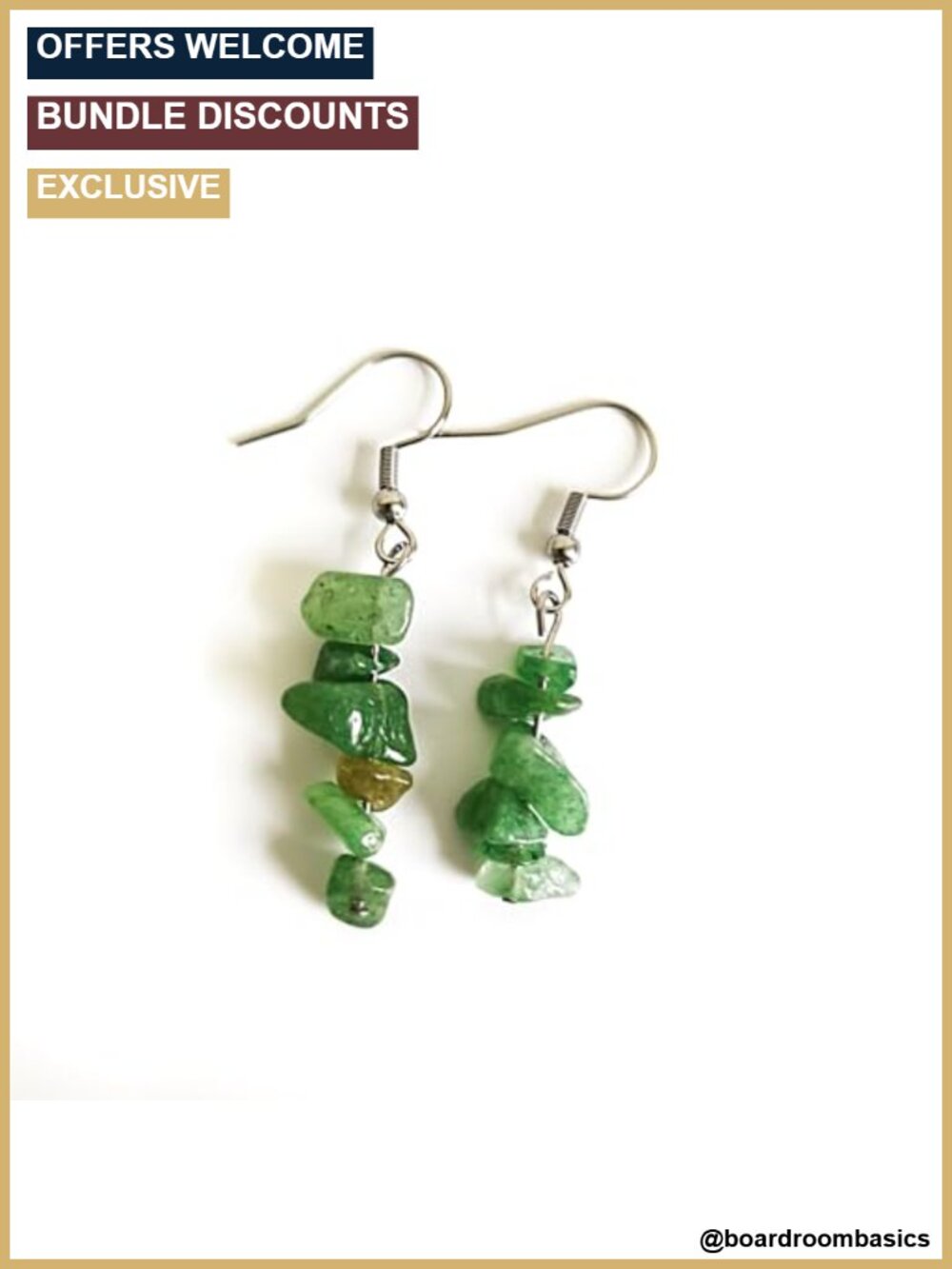 Crushed Stone Tassel Dangle Earrings Beaded Handmade Lightweight Statement Women